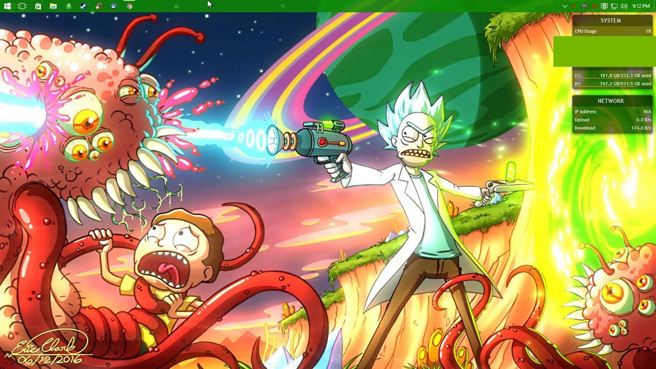 Rick And Morty Fighting Aliens Wallpaper