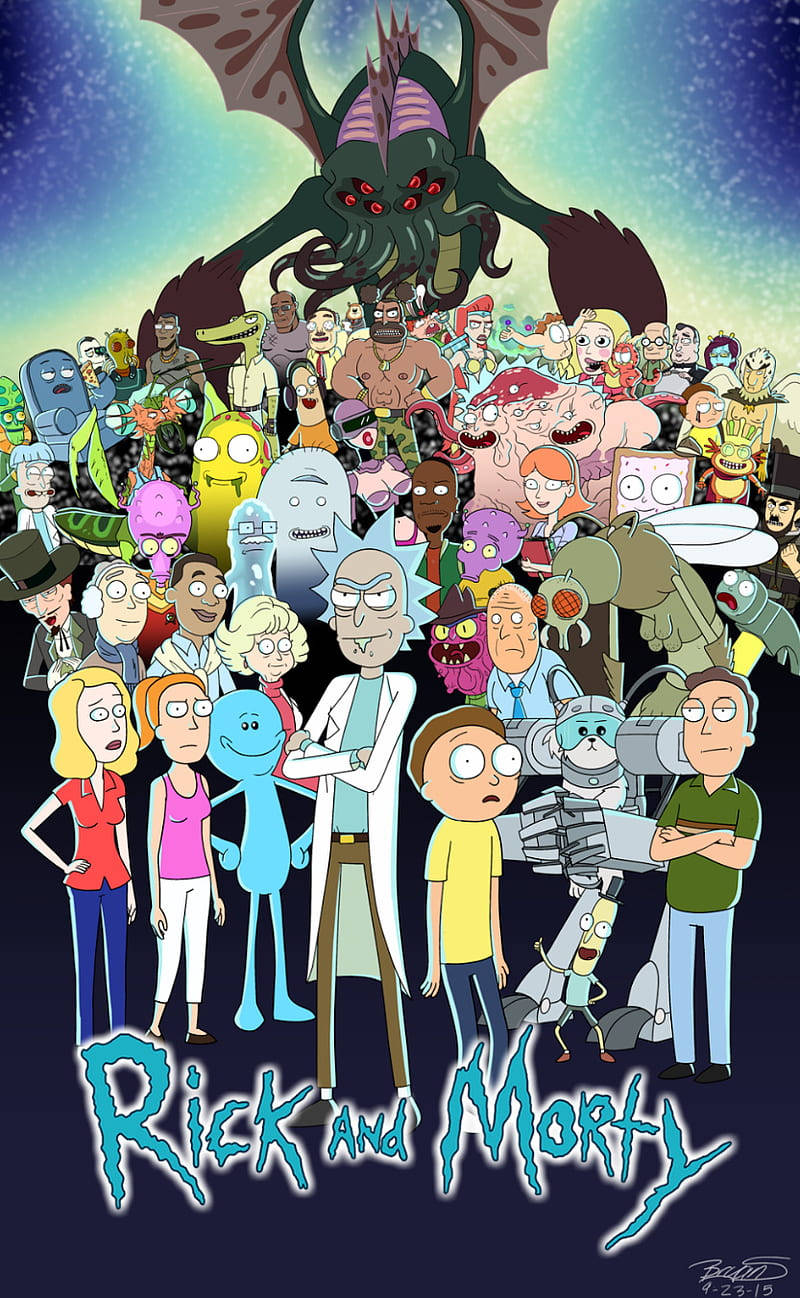 Rick And Morty Phone Characters Wallpaper