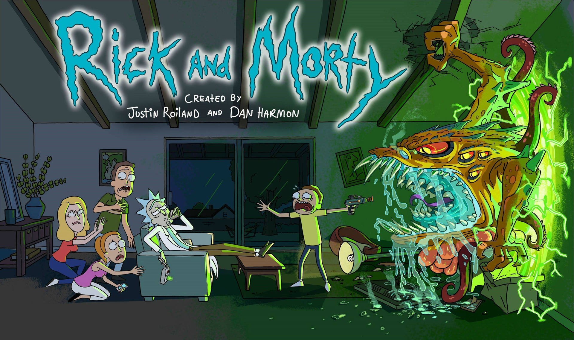 Rick And Morty Travel Through A Portal To An Unknown Realm Wallpaper