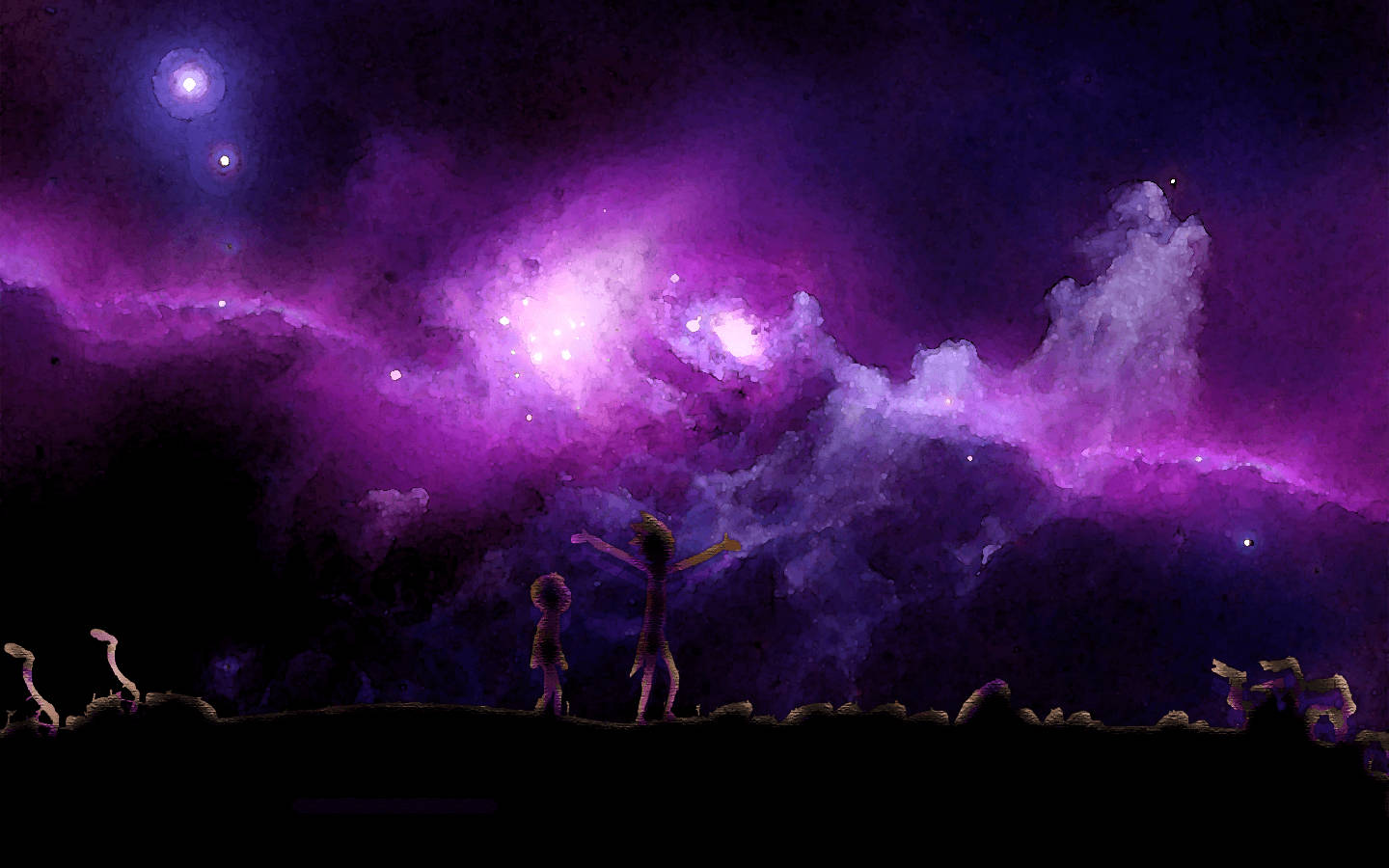 Rick And Morty Under Purple Sky Wallpaper