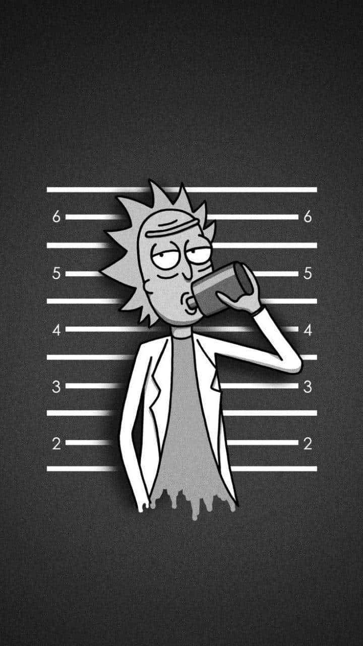 Rick Sanchez Mugshot Drinking Wallpaper