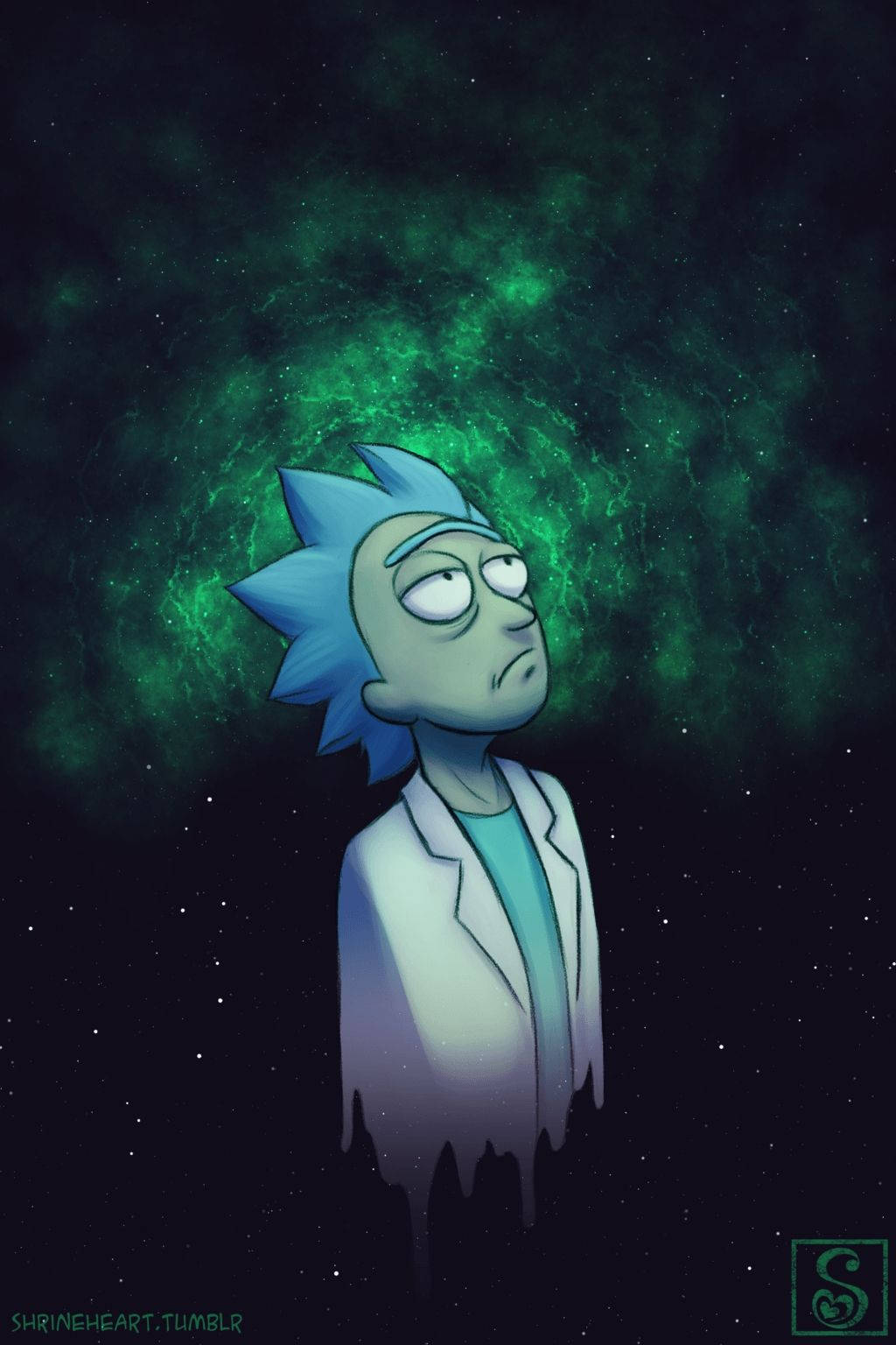 Rick Sanchez Sad Photo Green Effects Wallpaper