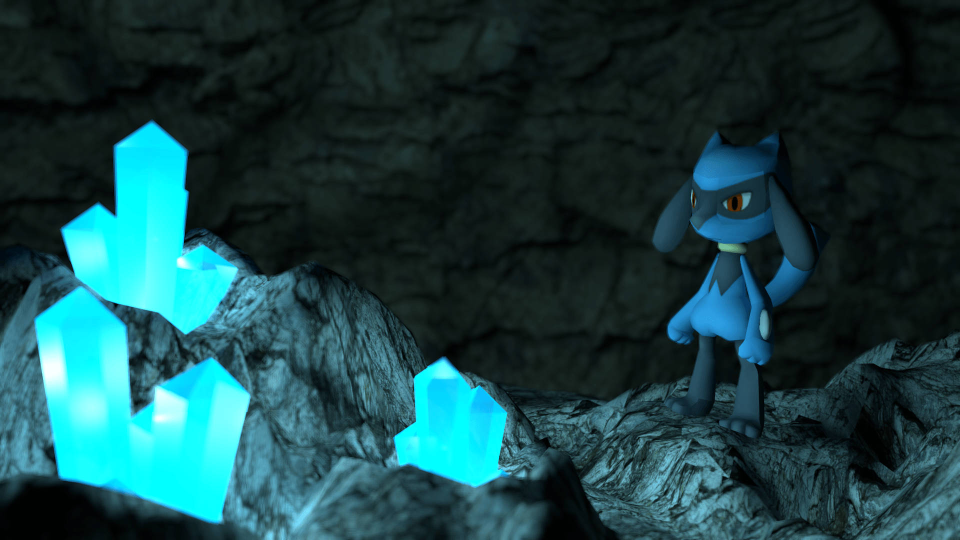 Riolu In Crystal Cave Wallpaper