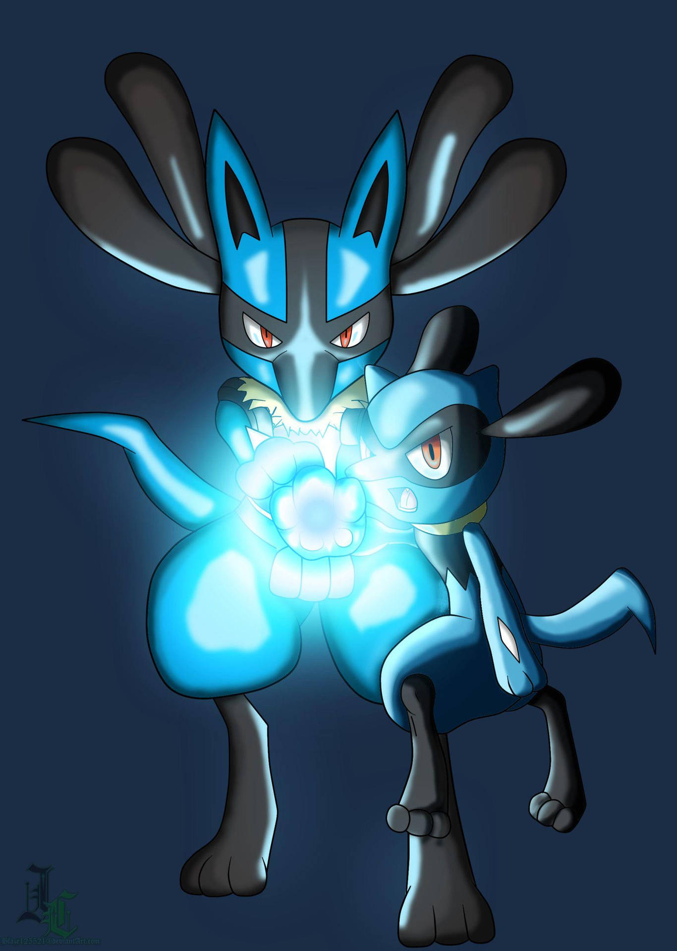 Riolu Lucario Joint Attack Wallpaper