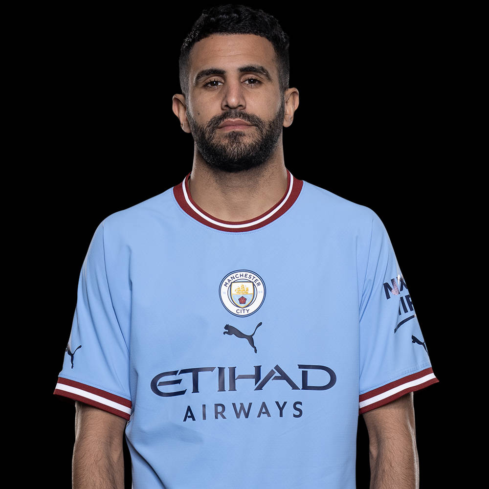 Riyad Mahrez Pose White Background Wallpaper