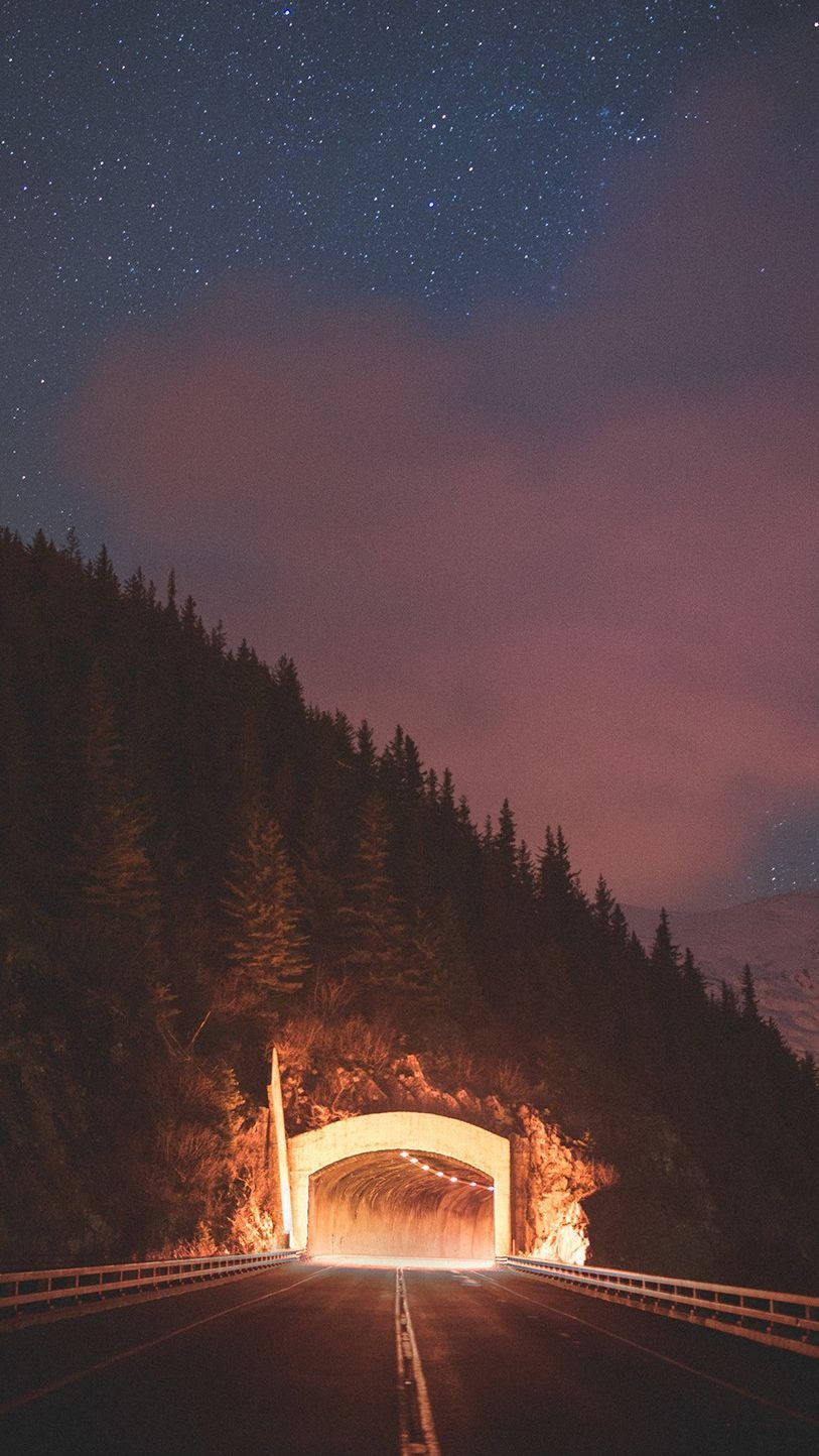 Road Tunnel Under Mountain Iphone Wallpaper
