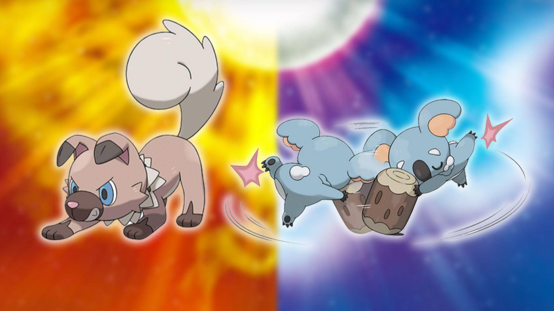 Rockruff And Komala Battle Poses Wallpaper