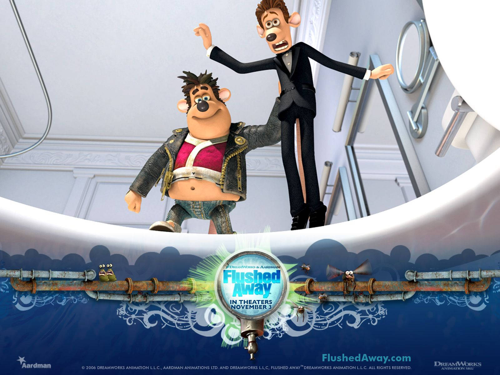 Roddy And Sid Adventure In Flushed Away Wallpaper