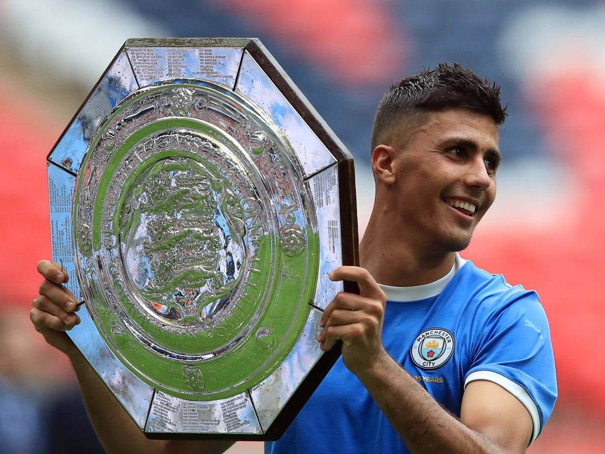 Rodri With Community Shield Trophy Wallpaper