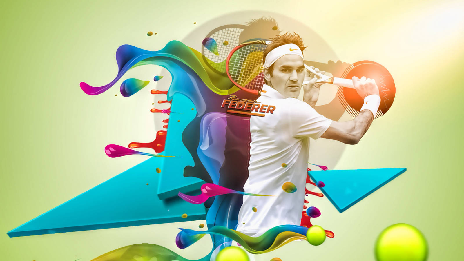 Roger Federer Tennis Colorful Art Wallpaper