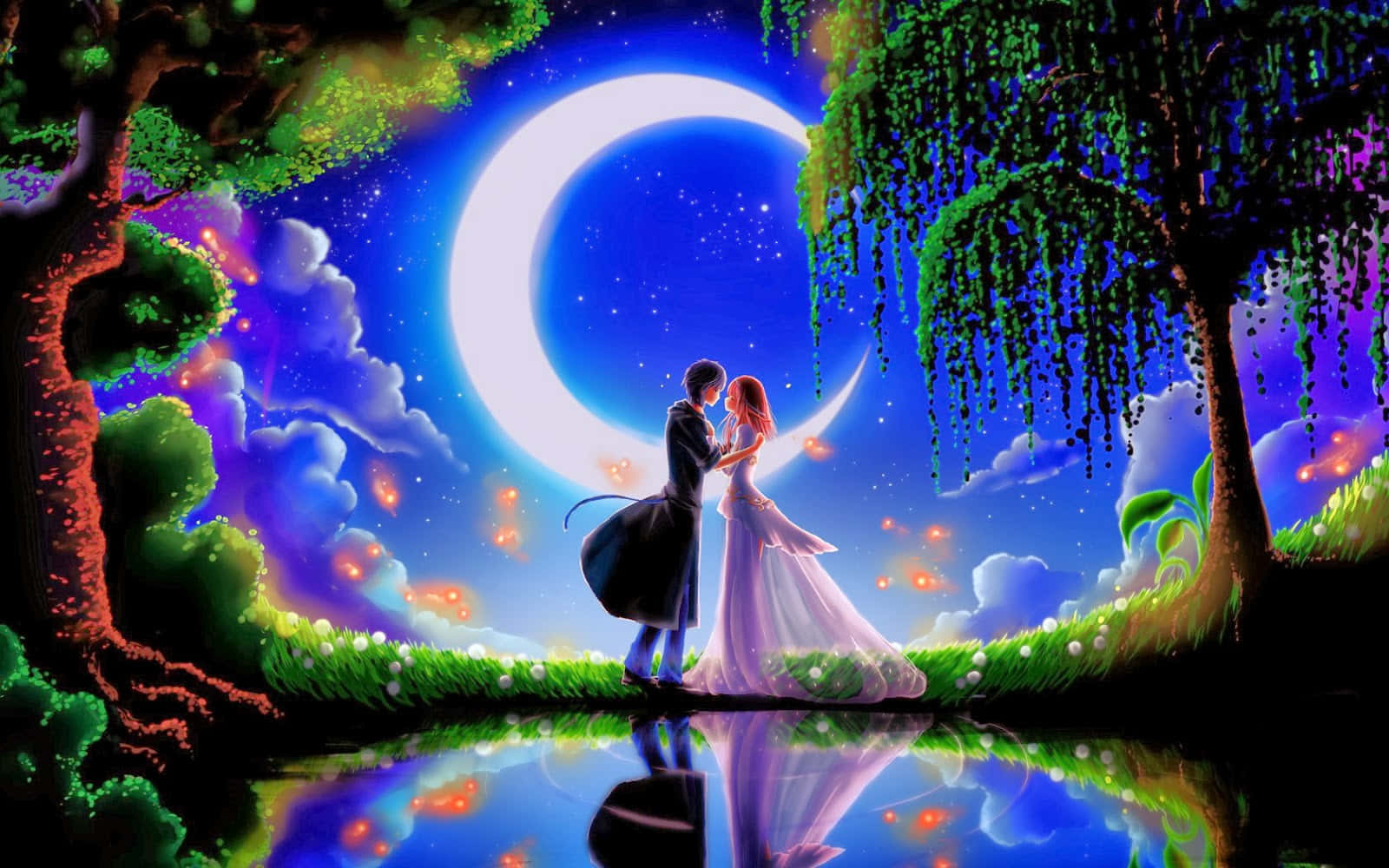 Romantic Animated Prince Princess Wallpaper