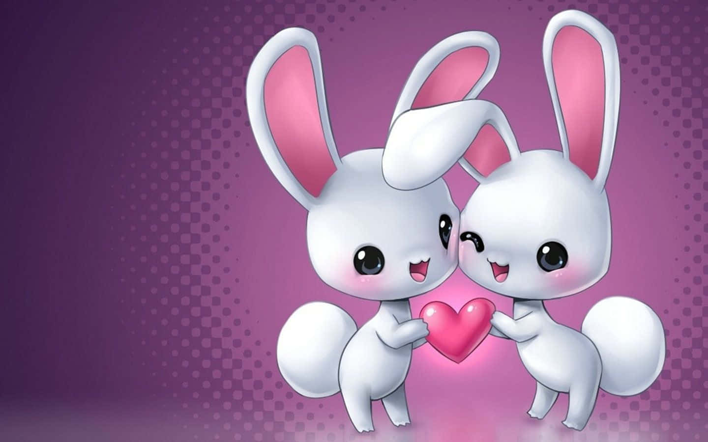 Romantic Bunny Couple Purple Wallpaper