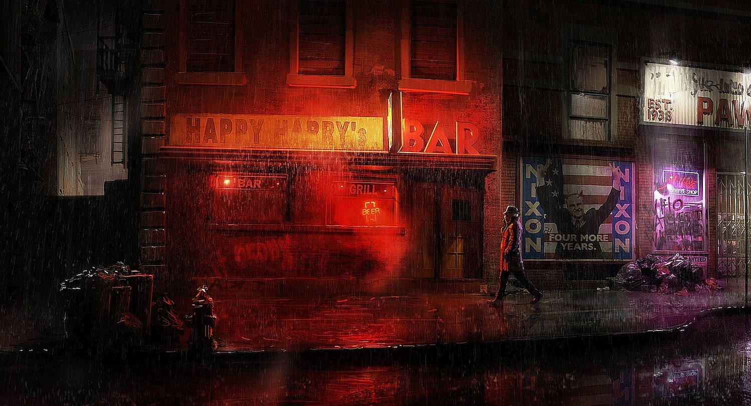 Rorschach Standing Alone In The Streets Of Watchmen Wallpaper