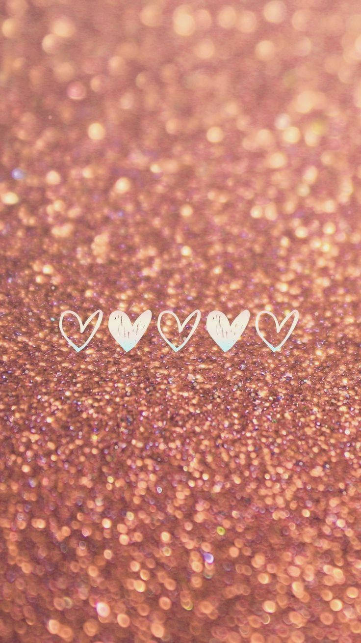 Rose Gold Glitter Hearts Wallpaper