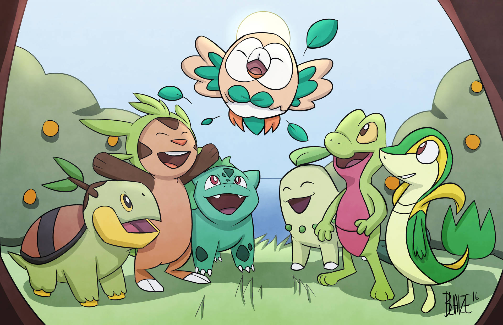 Rowlet Grass Starters Wallpaper