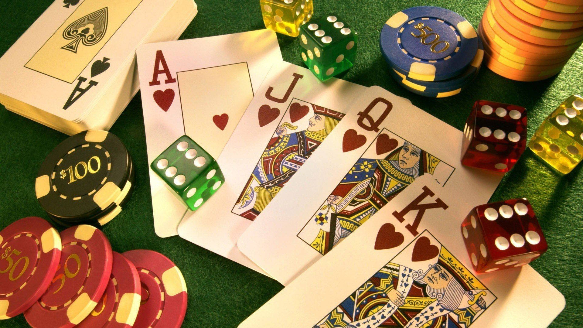 Royal Flush Cards Baccarat Game Table Wallpaper | WallpapersOK