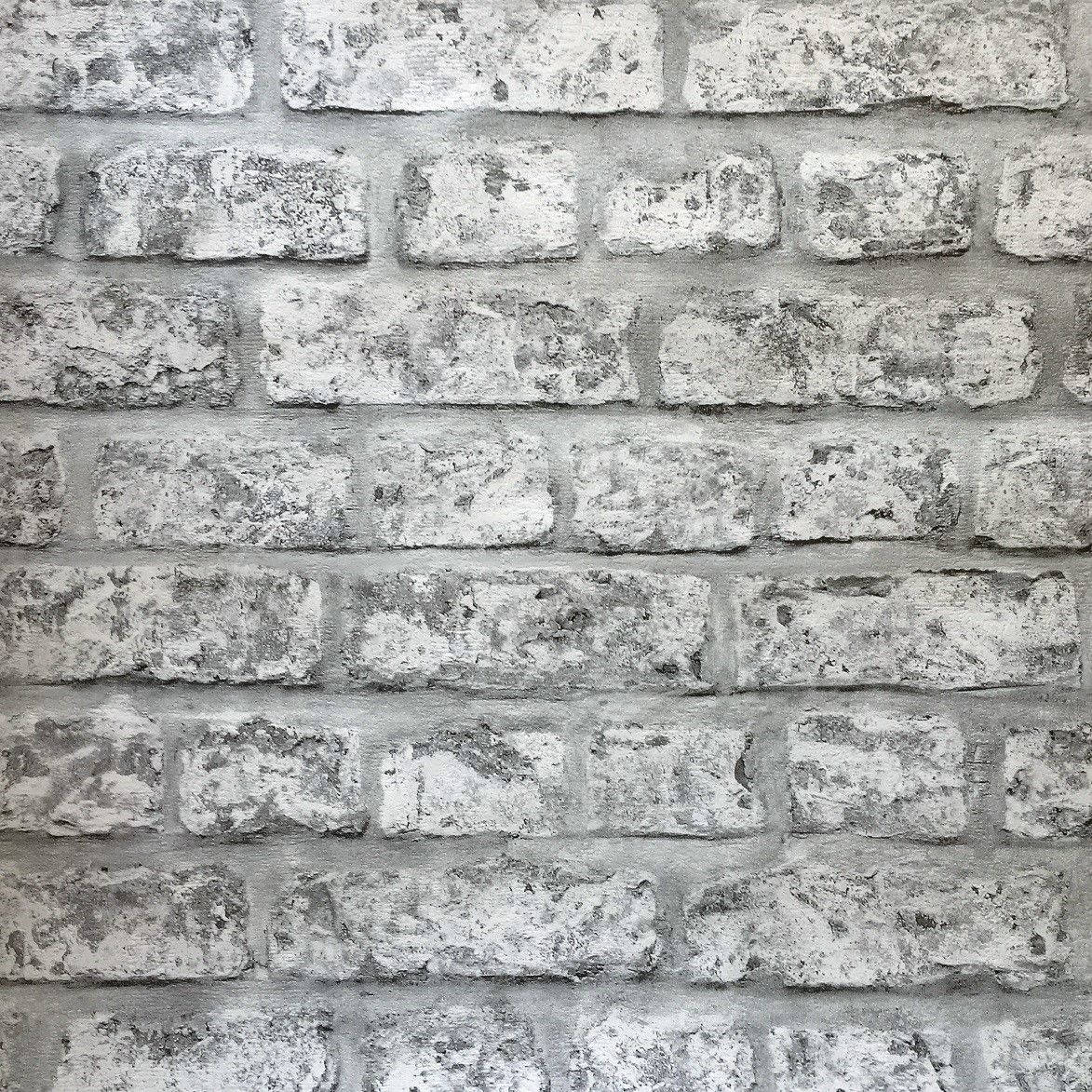Rustic Grey Brick Wallpaper