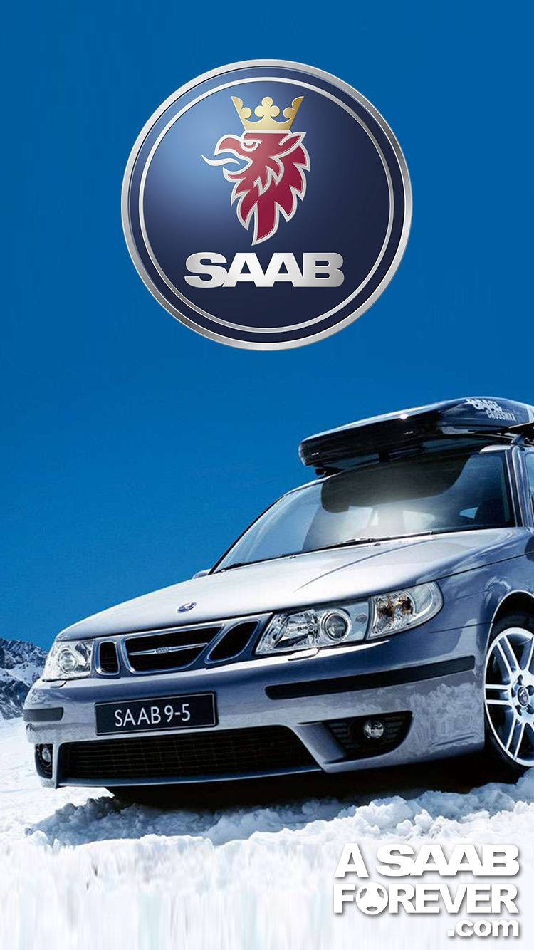 Saab Car Company Poster Blue Background Wallpaper
