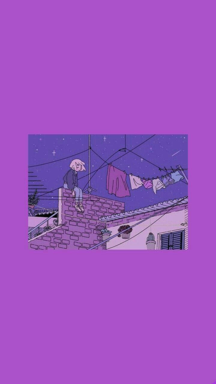 Sad Girl On Roof Aesthetic Wallpaper