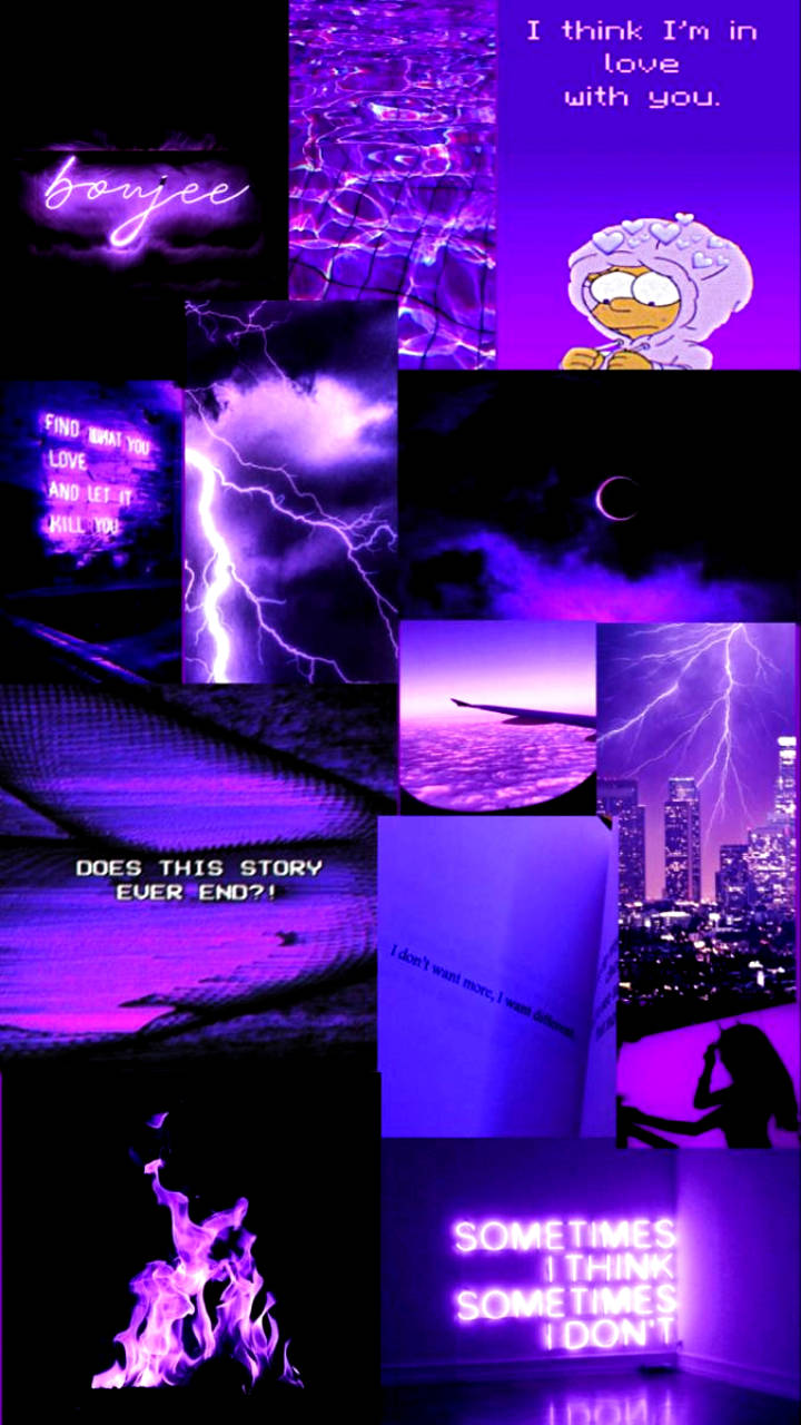 Sad Purple Baddie Collage Aesthetic Wallpaper