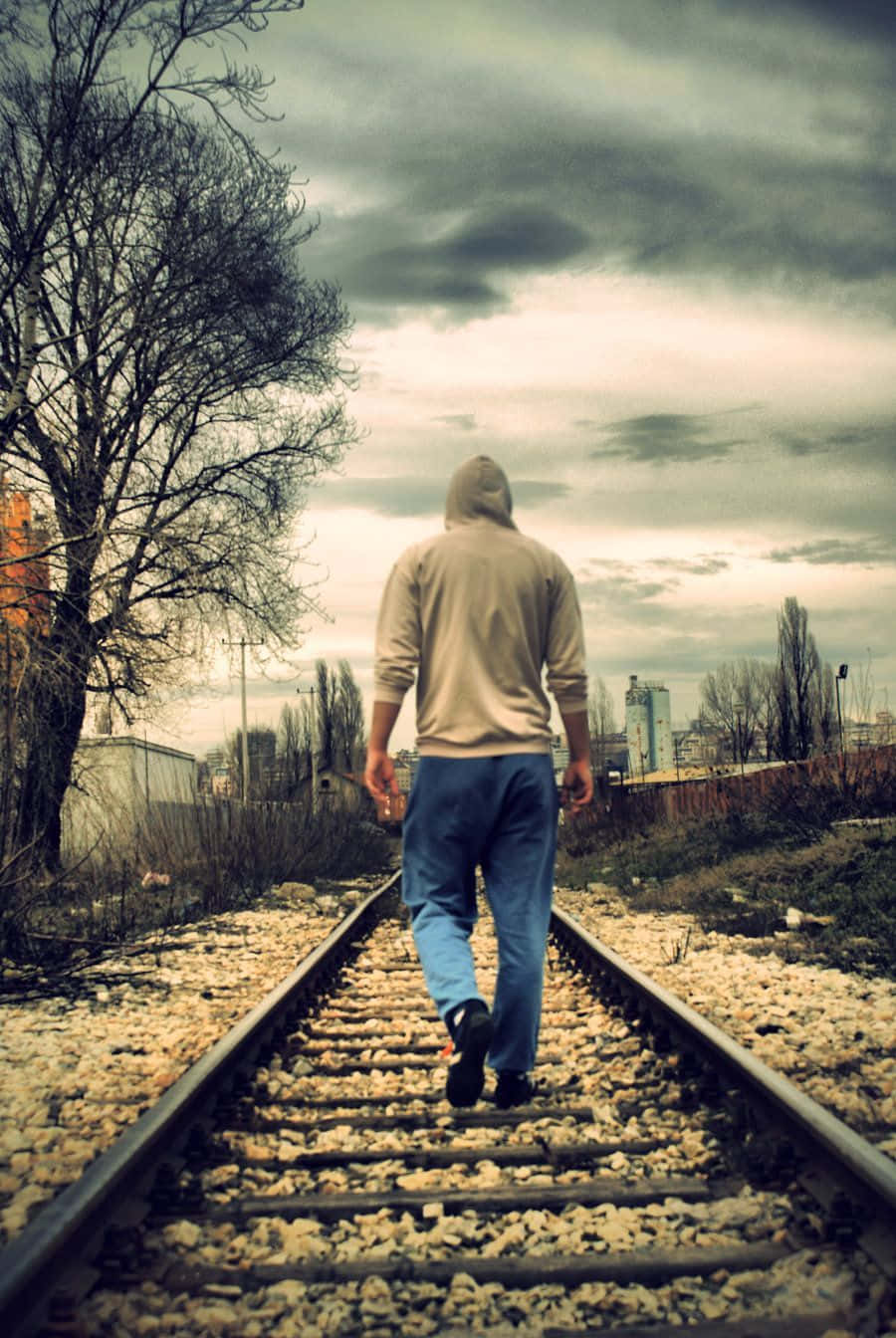 Sadness In Rail Road Wallpaper