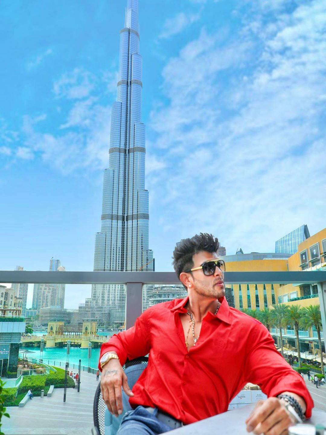 Sahil Khan Near Burj Khalifa Dubai Wallpaper