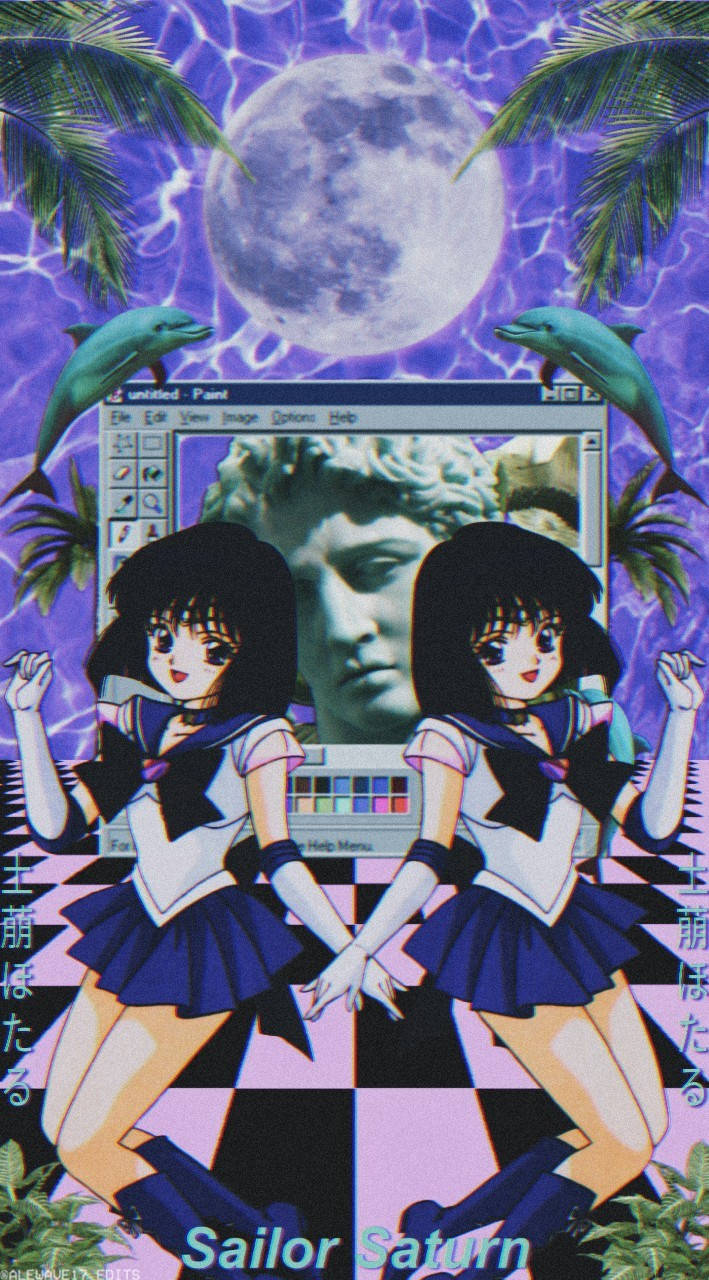 Sailor Saturn Cute Retro Anime Aesthetic Wallpaper