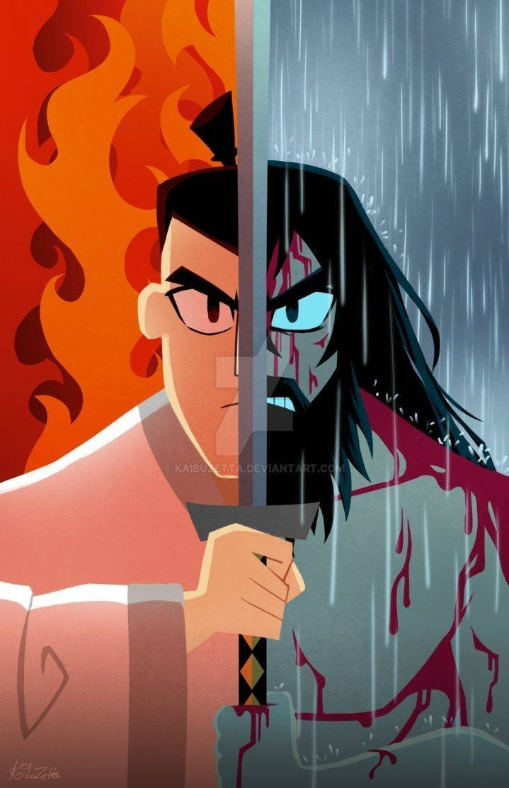 Samurai Jack Half Face Side By Side Wallpaper