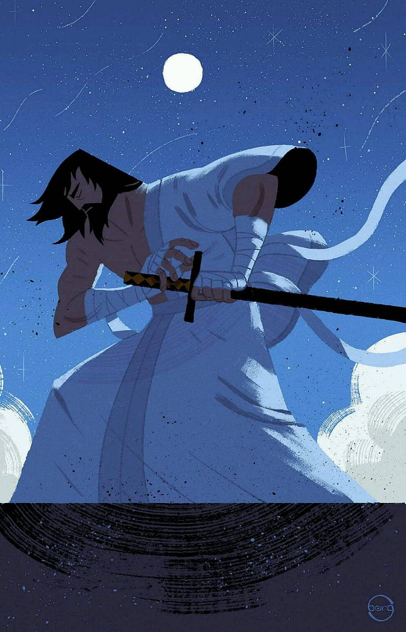 Samurai Jack Under The Moonlight Wallpaper