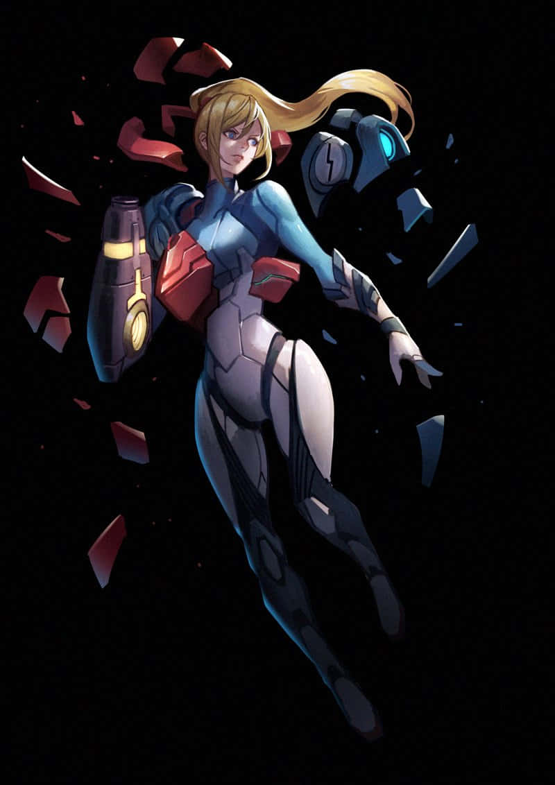 Samus Aran Ready For Action In Zero Suit Wallpaper