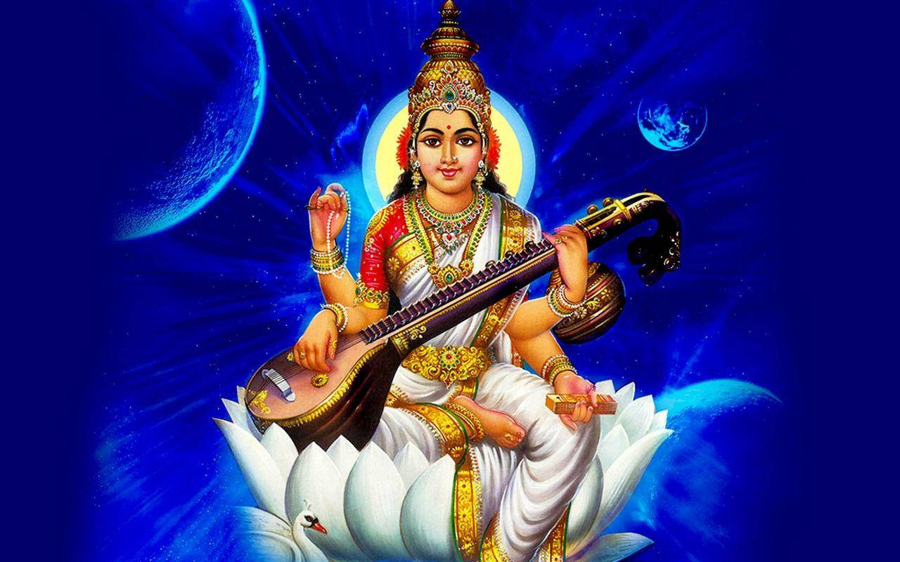 Saraswati Outer Space Wallpaper