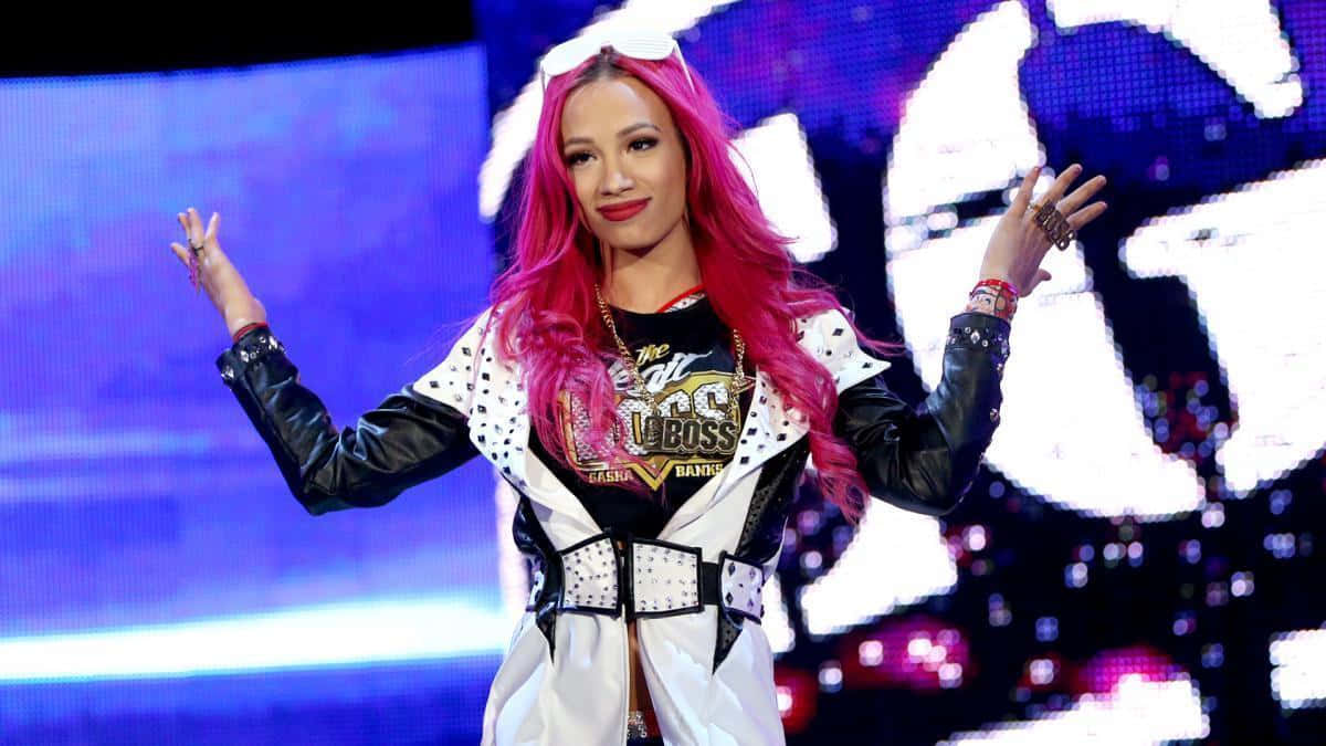 Sasha Banks With Pink Hair Color Wallpaper