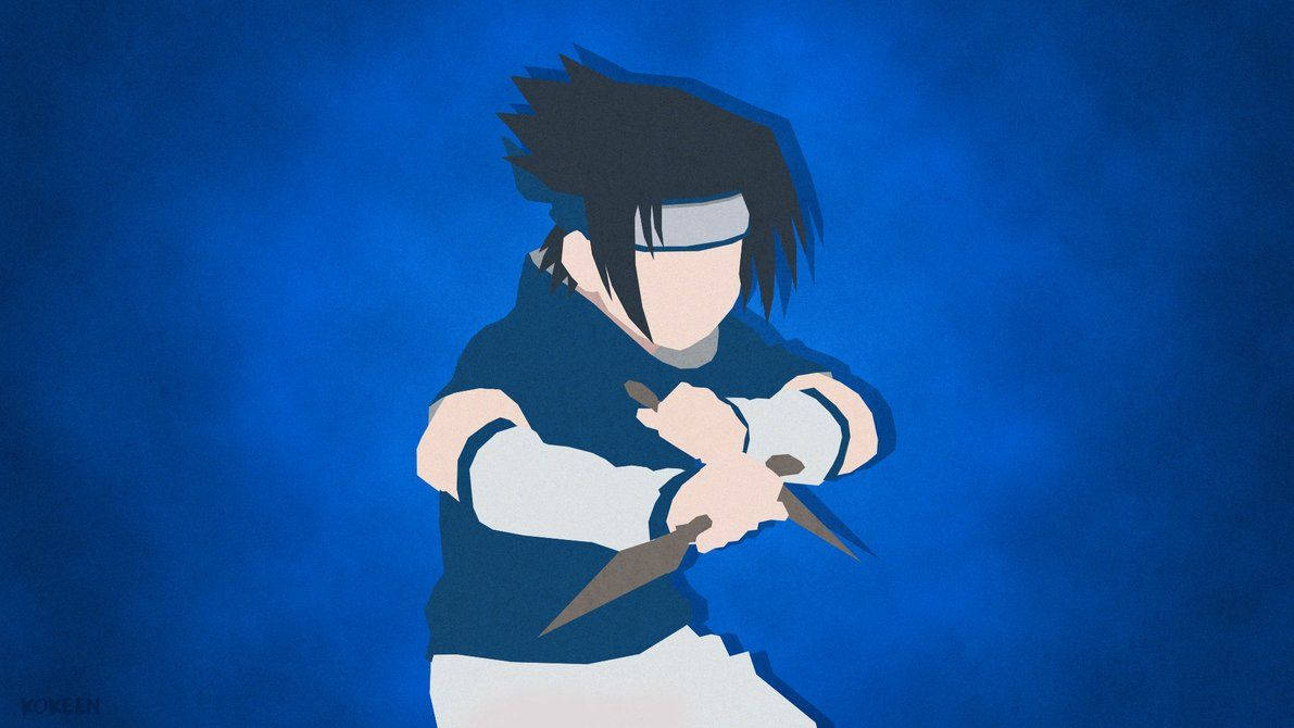 Sasuke Uchiha In Royal Blue Artwork Wallpaper