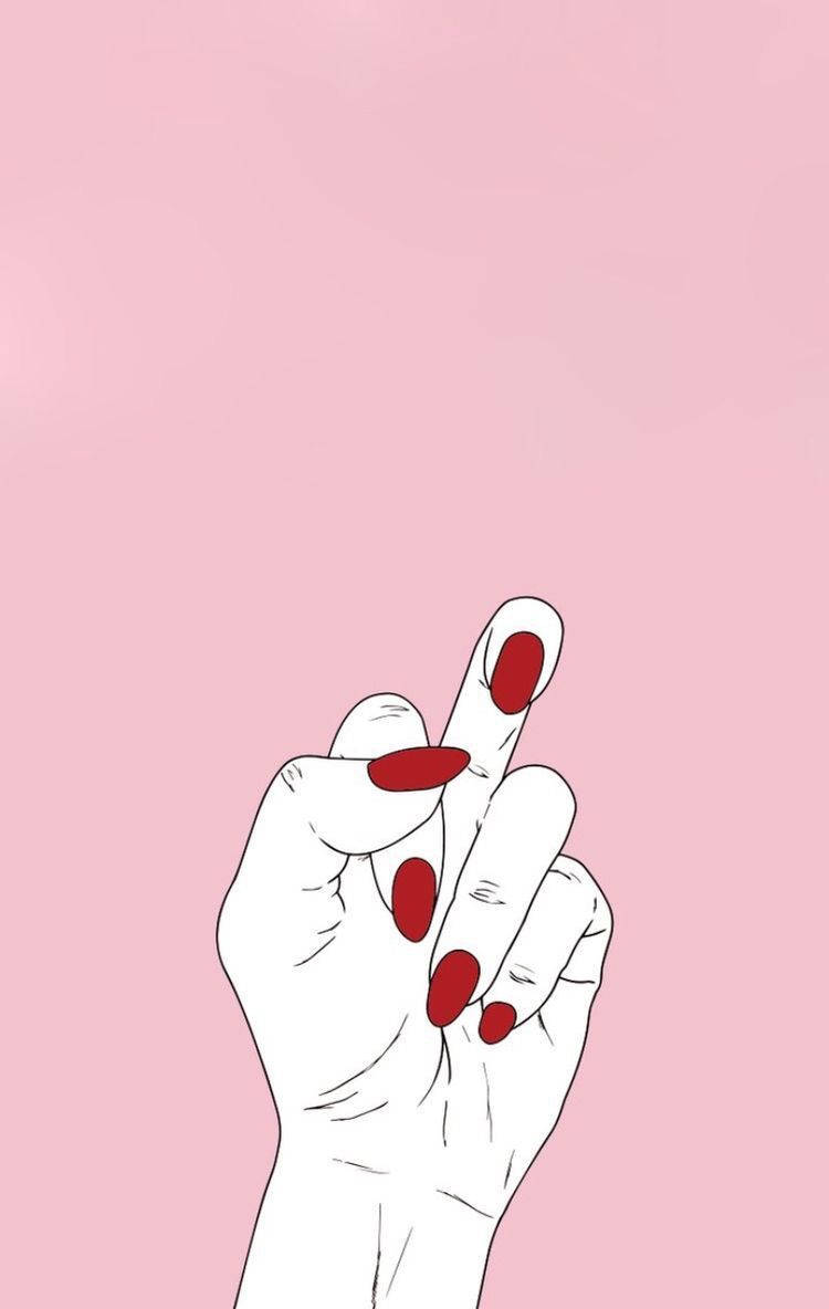 Savage Pink Background Red Nails Wallpaper