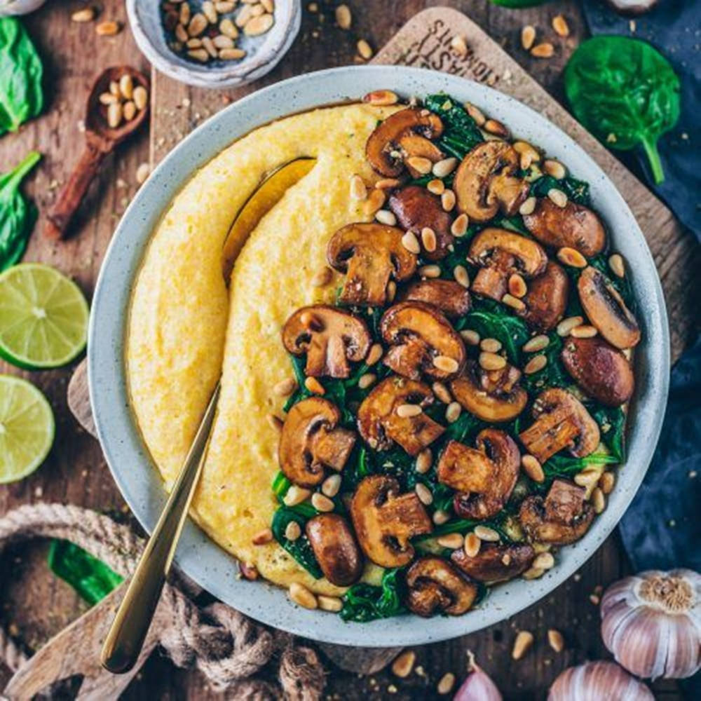 Savory Creamy Polenta With Mushrooms Wallpaper