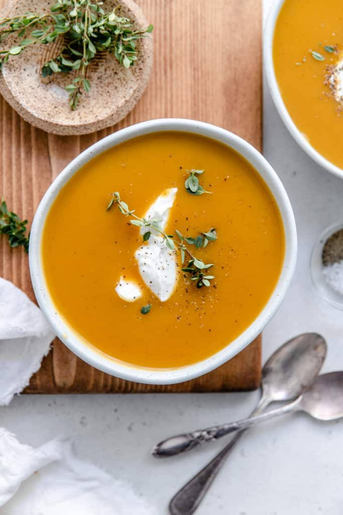 Scrummy Pumpkin Soup With Cream Wallpaper