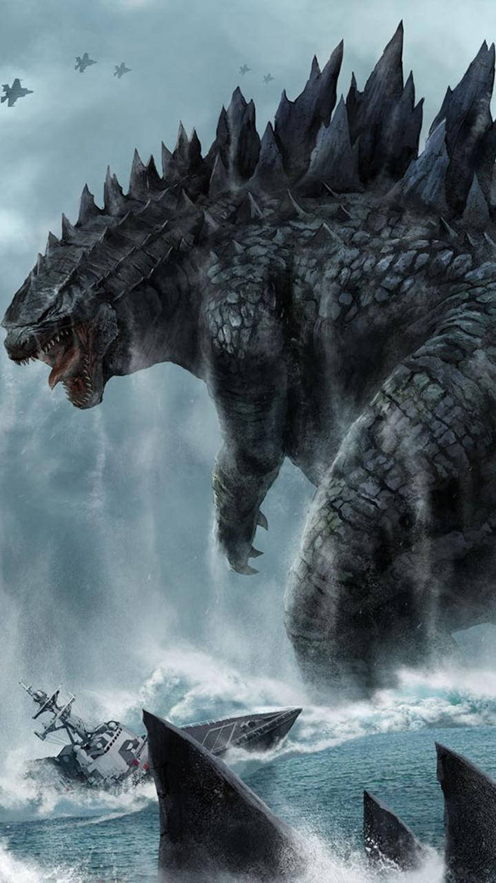 Sea Battle With Godzilla Wallpaper