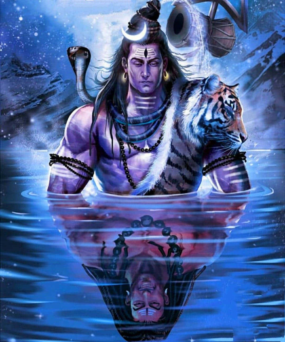 Serene_ Shiva_with_ Tiger_and_ Snake Wallpaper