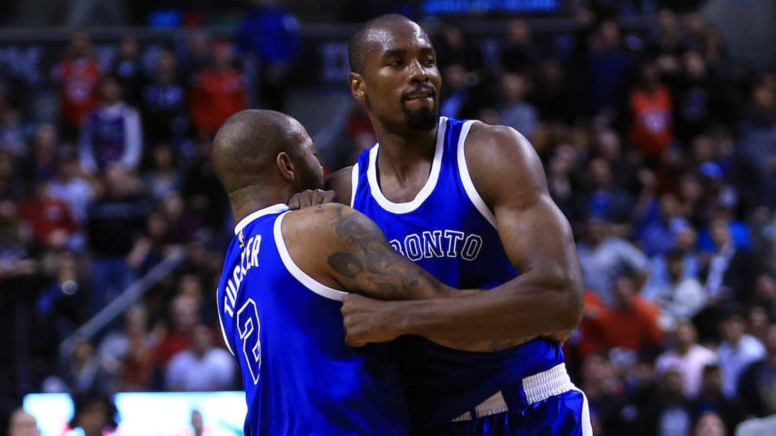 Serge Ibaka With Teammate P.j. Tucker Wallpaper