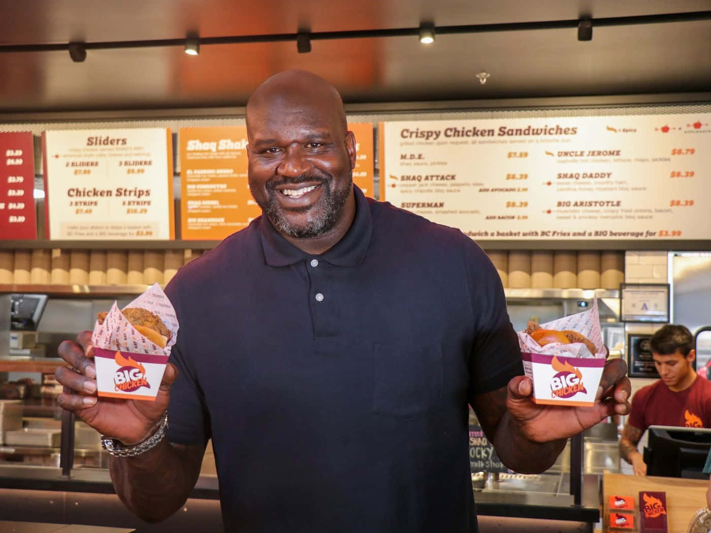 Shaq Promoting Big Chicken Restaurant Wallpaper