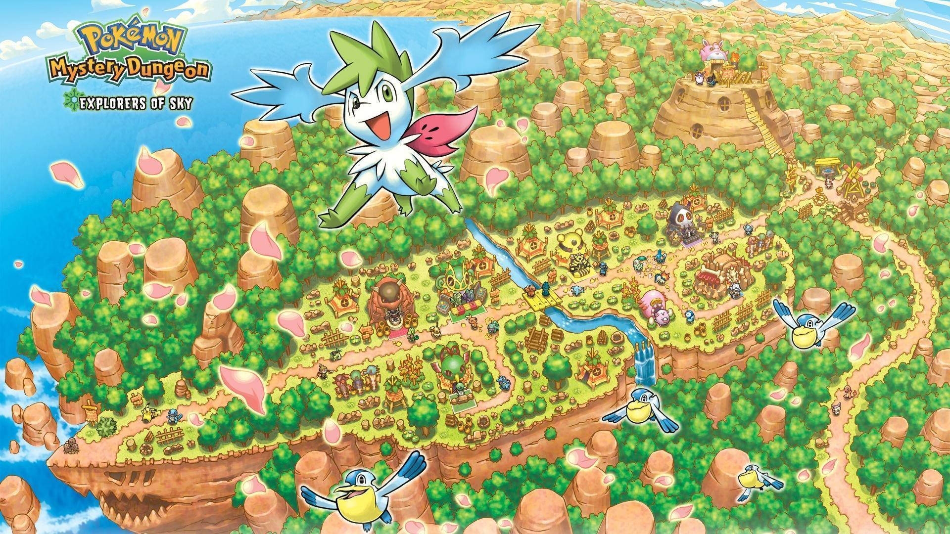 Shaymin Sky Explorers Town Wallpaper