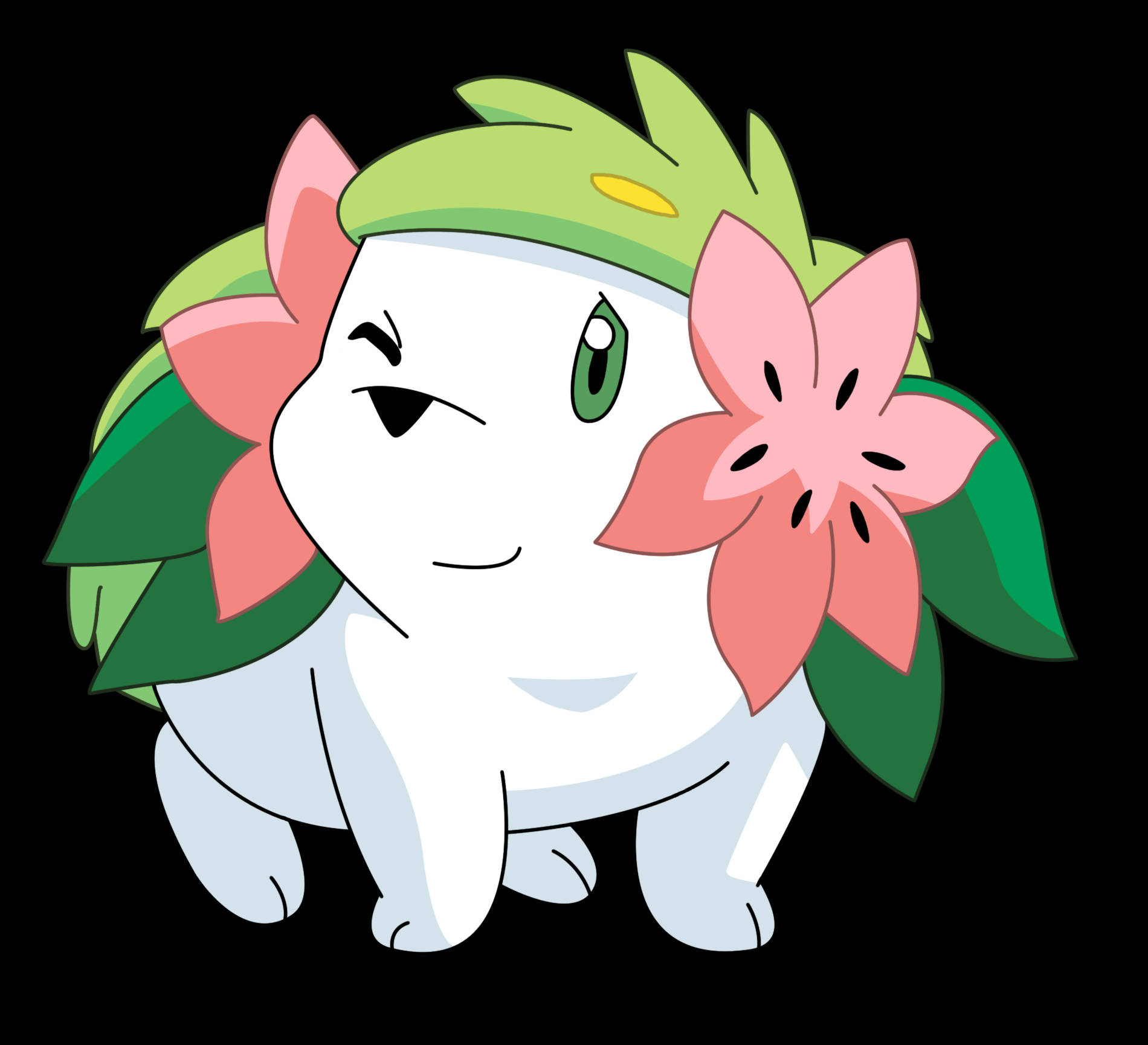 Shaymin Winking White Background Wallpaper