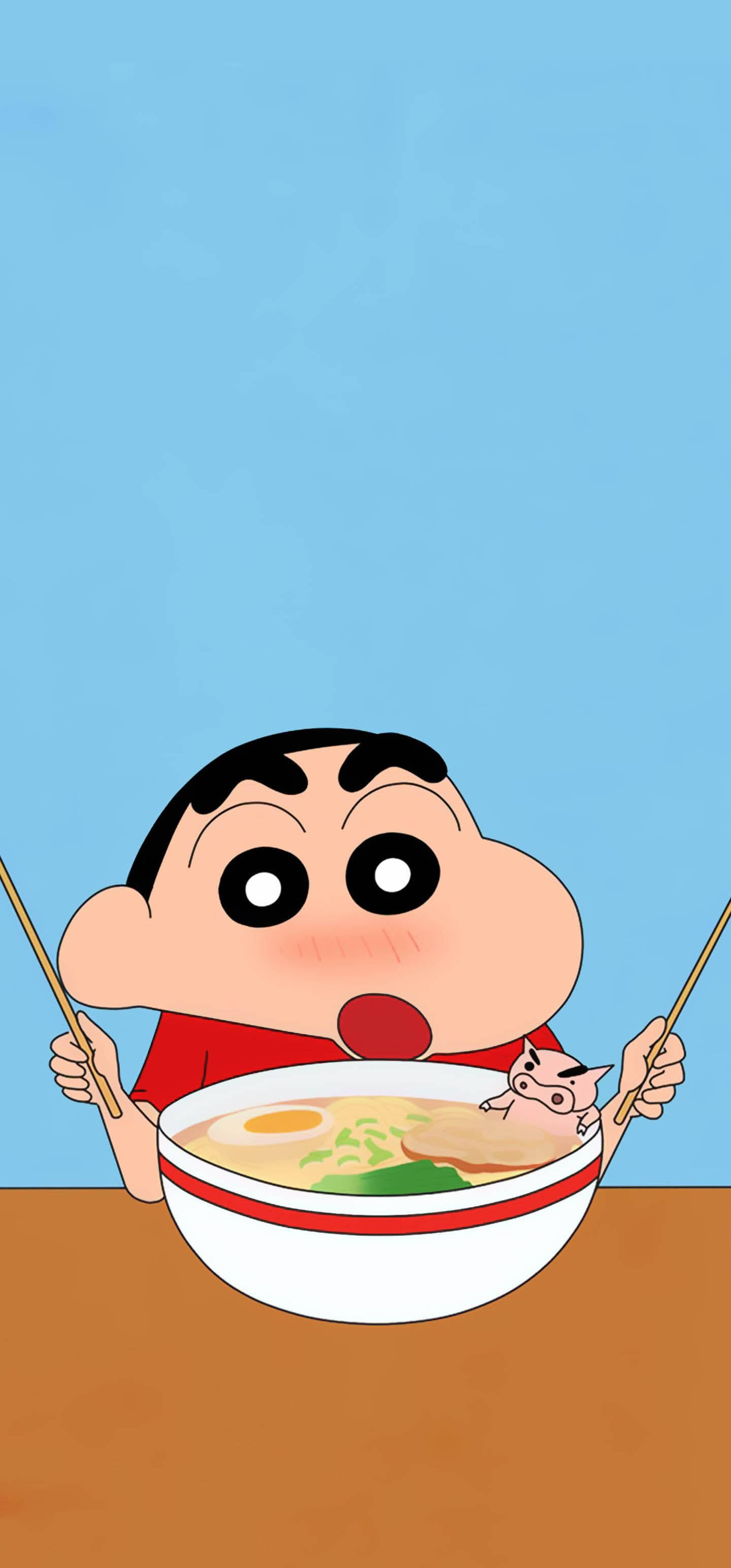 Shin Chan Iphone Eating Ramen Wallpaper