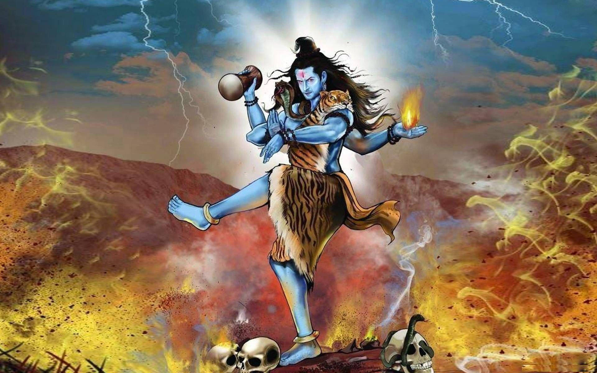 Shiv Tandav Dancing In Flames Wallpaper