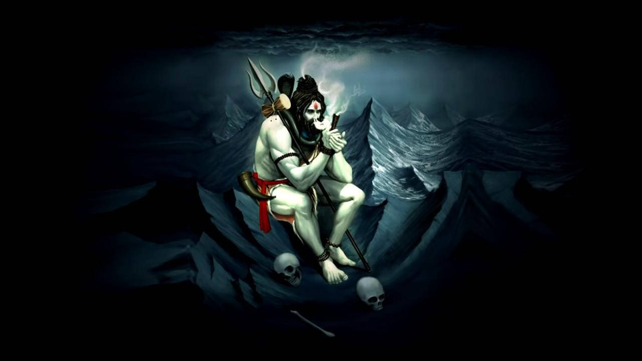 Shiv Tandav Shiva Smoking With Skulls Wallpaper