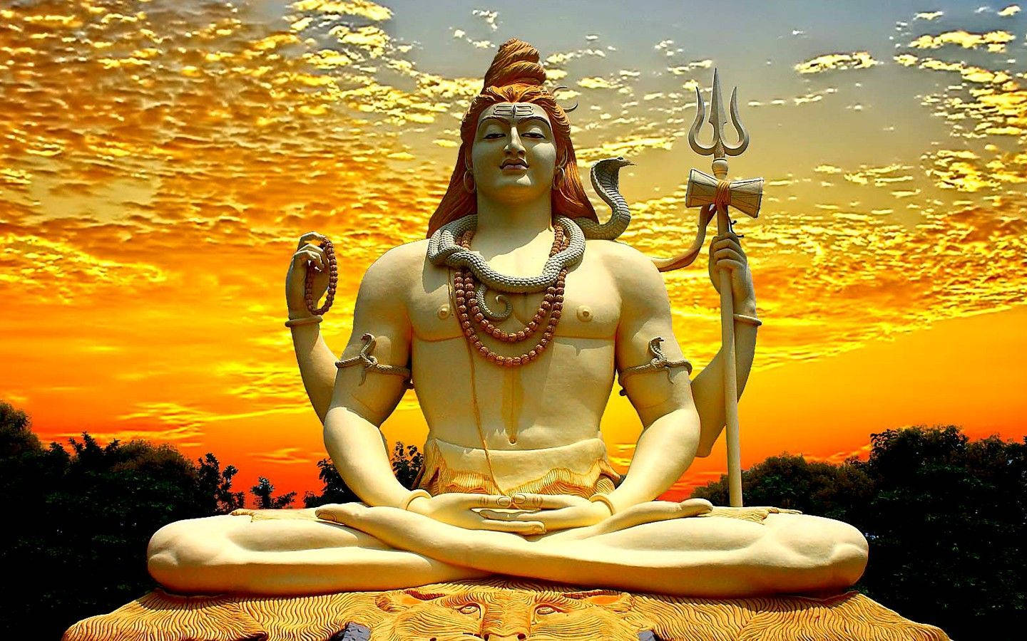 Shiva And Golden Sky Wallpaper
