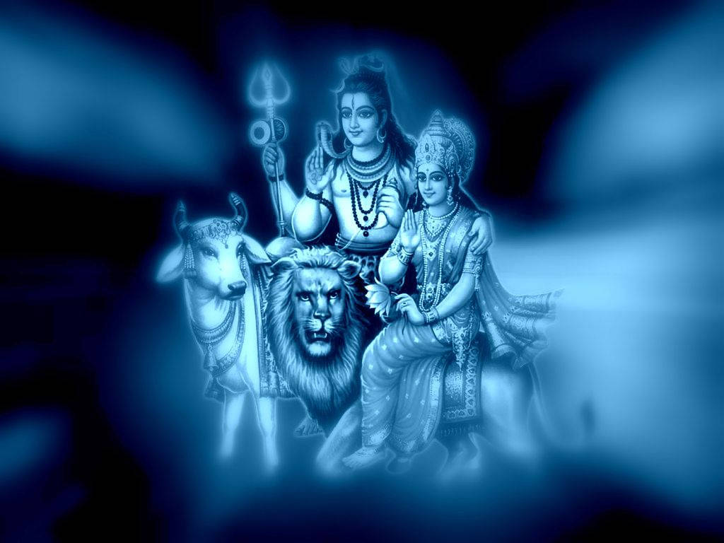 Shiva And Parvati On Animals Wallpaper