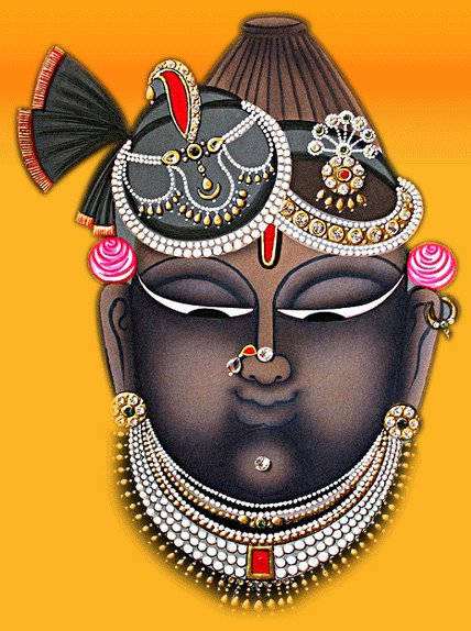 Shrinathji Face Closeup Yellow Wallpaper