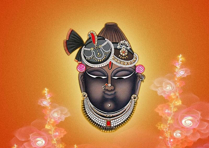 Shrinathji Face In Orange Wallpaper