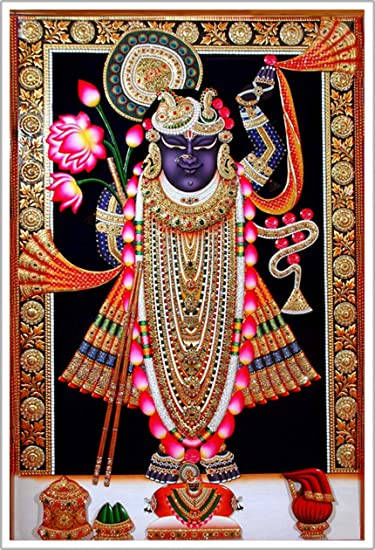 Shrinathji In Golden Frame Wallpaper